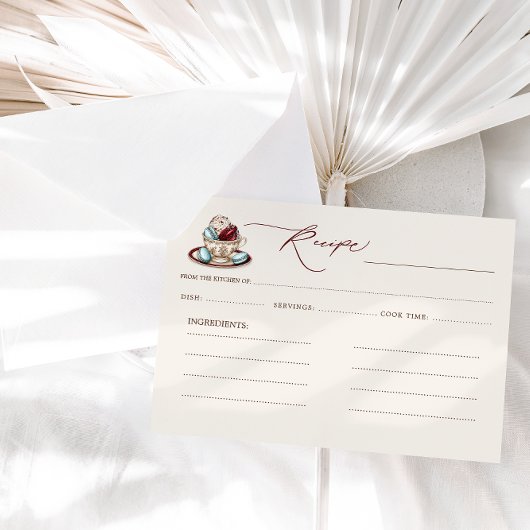 Carte D'accompagnement Recette de Baby Shower Thème Tea Party