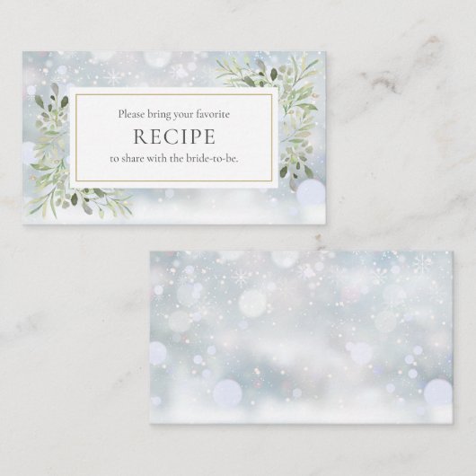 Carte D'accompagnement Recette de Baby Shower Thème Verdure d'Hiver (Devant / Derrière)