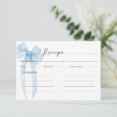 Carte D'accompagnement Recette de douche nuptiale Bleu Bow (Debout devant)
