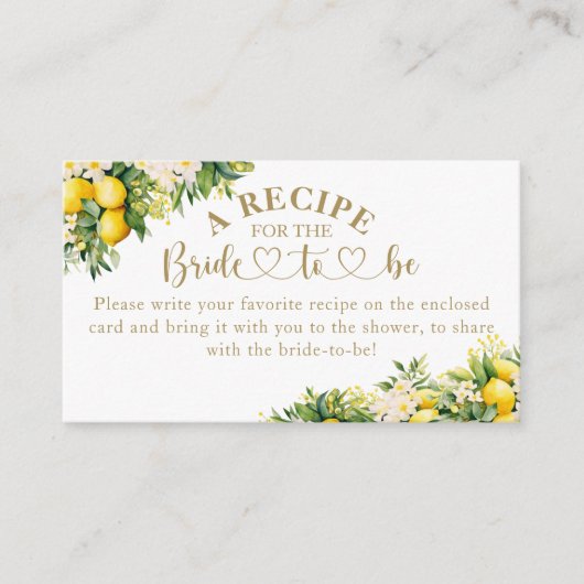 Carte D'accompagnement Recette de Fête des mariées d'été moderne au citro (Devant)