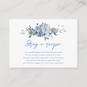Carte D'accompagnement Recette de Fête des mariées florale bleu poussiére