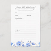 Carte D'accompagnement Recette de Fête des mariées florale bleue (Devant)