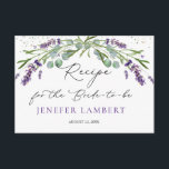 Carte D'accompagnement Recette de Fête des mariées Lavender Eucalyptus<br><div class="desc">Ces belles cartes de recettes de Fêtes des mariées sont un excellent moyen d'aider à commencer la collecte des futurs mariés. Mettez une carte de recettes avec les invitations à la douche nuptiale afin que les clients puissent écrire leurs recettes préférées. Cette conception est composée d'une aquarelle de feuillage d'eucalyptus...</div>
