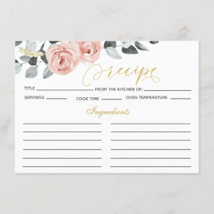 Carte D'accompagnement Recette de Fête des mariées Rose Dusty Eucalyptus