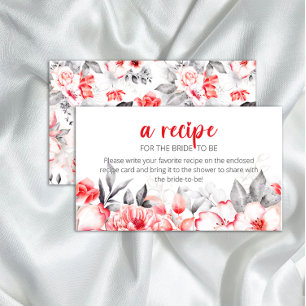 Carte D'accompagnement Recette de fleurs d'aquarelle gris rouge pour la m