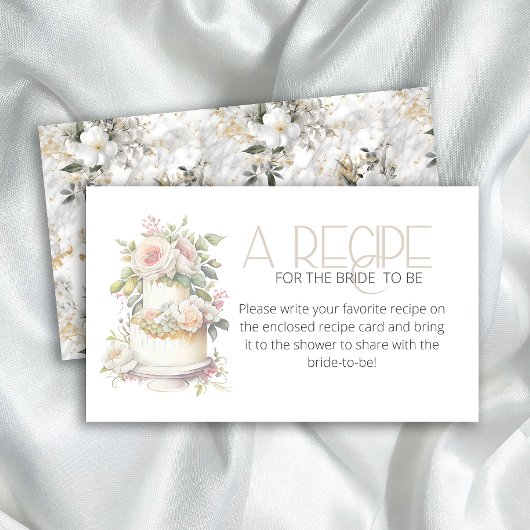 Carte D'accompagnement Recette de gâteau de mariage à l'aquarelle pour la