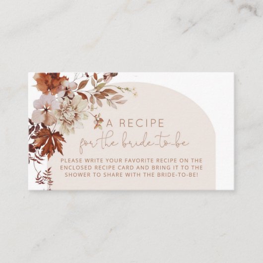 Carte D'accompagnement Recette de la nuptiale de l'arc de Boho (Devant)