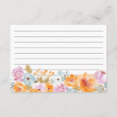 Carte D'accompagnement Recette de mariage à l'aquarelle florale boho pein (Dos)