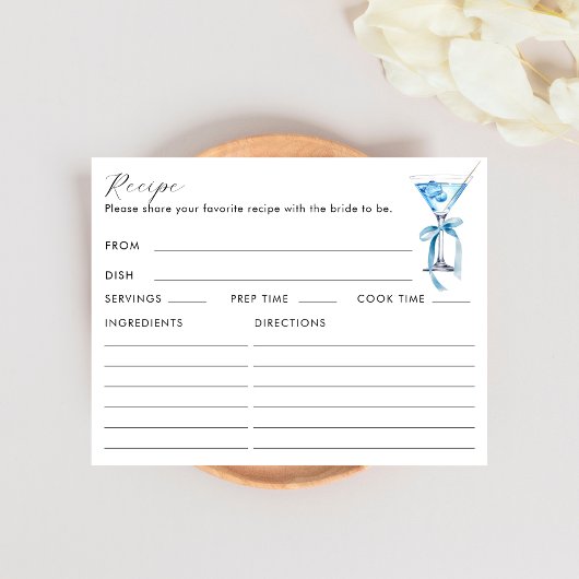 Carte D'accompagnement Recette de Martini Bleu Double Face pour Enterreme
