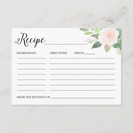 Carte D'accompagnement Recette de verdure florale rosée DEVON (Devant)