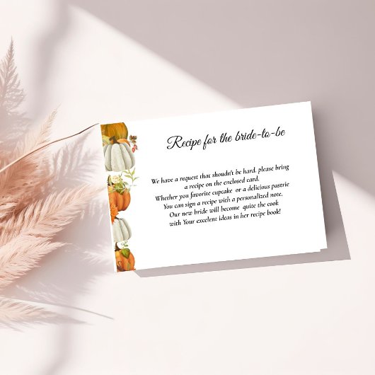 Carte D'accompagnement Recette du Citrouille d'automne pour la mariée