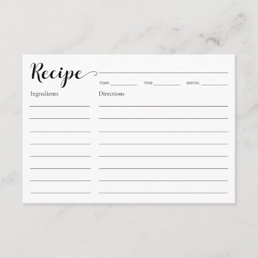 Carte D'accompagnement Recette Fête des mariées (Devant)