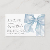 Carte D'accompagnement Recette Fête des mariées Bleu Bow (Devant)