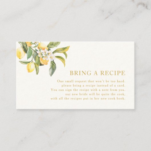 Carte D'accompagnement Recette Fleur de Citron (Devant)