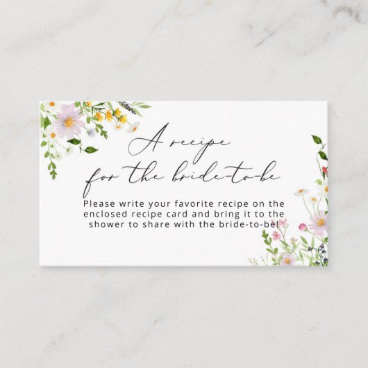 Carte D'accompagnement Recette fleur sauvage pour que la mariée soit (Devant)