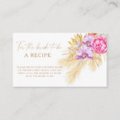 Carte D'accompagnement Recette florale Boho Pampas pour la future mariée (Devant)