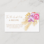 Carte D'accompagnement Recette florale de pampa boho pour la future marié (Devant)