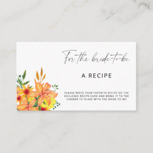 Carte D'accompagnement Recette florale pour la future mariée 