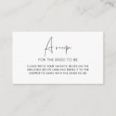 Carte D'accompagnement Recette minimaliste pour la future mariée (Devant)