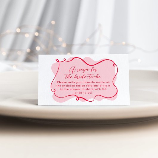 Carte D'accompagnement Recette ondulée rose et rouge dessinée à la main p