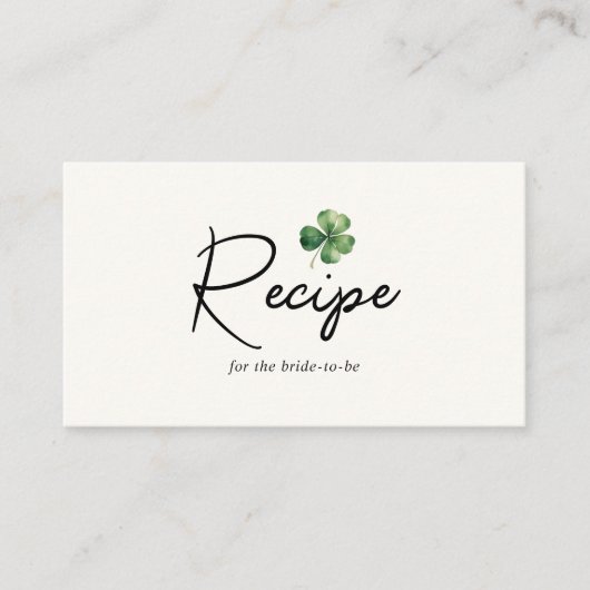 Carte D'accompagnement Recette Pour Fête des mariées Shamrock Vert Mariée (Devant)