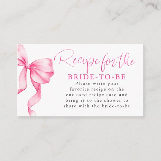 Carte D'accompagnement Recette pour la demande de mariée à être Blush Pin (Devant)