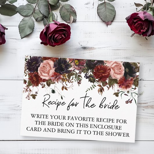 Carte D'accompagnement Recette pour la Fête des mariées de la mariée Auto