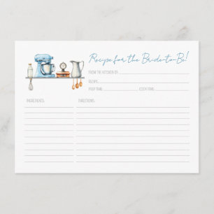 Carte D'accompagnement Recette pour la mariée de la douche de mariage de