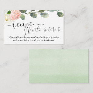Carte D'accompagnement Recette pour la mariée insérer vert rose vert fleu