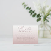 Carte D'accompagnement Recette pour la mariée Rose Gold Moderne (Debout devant)