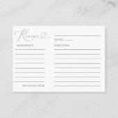 Carte D'accompagnement Recette pour la mariée Rose Gold Moderne (Dos)