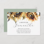 Carte D'accompagnement Recette Pour Le Thème Fleur De Soleil Mariée (Devant / Derrière)