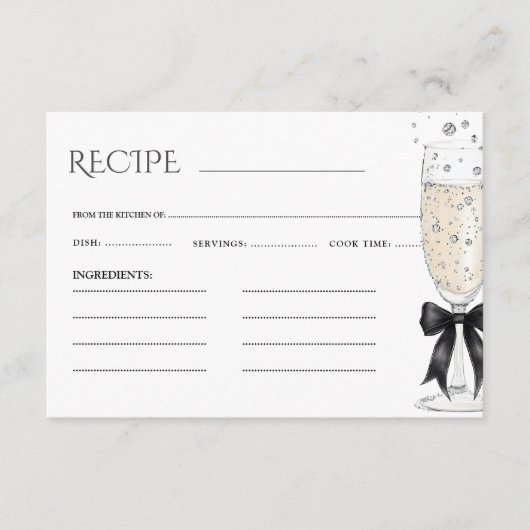 Carte D'accompagnement Recette Prosecco Nœud Mariage (Devant)