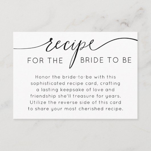 Carte D'accompagnement Recette simple en noir et blanc pour la future mar (Devant)