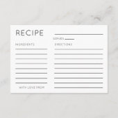 Carte D'accompagnement Recette simple en noir et blanc pour la future mar (Dos)