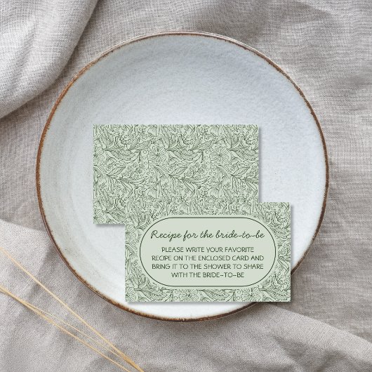 Carte D'accompagnement Recipe For Bride Floral Sage Green Handwritten