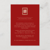 Carte D'accompagnement Rectangle classique Double Bonheur Mariage chinois (Devant)