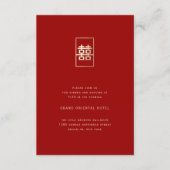 Carte D'accompagnement Rectangle d'Or Double Bonheur Mariage Chinois (Devant)