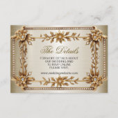 Carte D'accompagnement Rectangle Orné Or mariage Fleurs Dimonées brillant (Devant)