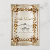 Carte D'accompagnement Rectangle Orné Or mariage Fleurs Dimonées brillant (Devant)