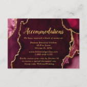 Carte D'accompagnement Red and Gold Agate Wedding Accommodations (Devant)
