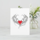 Carte D'accompagnement Red Angel Coeur avec ailes (Debout devant)