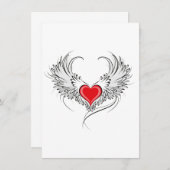 Carte D'accompagnement Red Angel Coeur avec ailes (Devant / Derrière)