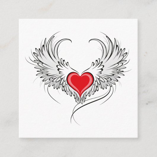 Carte D'accompagnement Red Angel Coeur avec ailes (Devant)