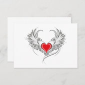 Carte D'accompagnement Red Angel Coeur avec ailes (Devant / Derrière)