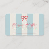 Carte D'accompagnement Red Bow & Blue Stripes Baby Diaper Raffle Ticket (Devant)