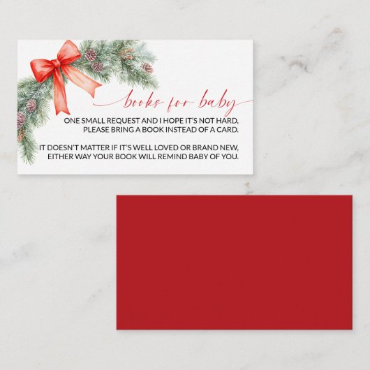 Carte D'accompagnement Red Bow Christmas Book for Baby Enclosure Card (Devant / Derrière)