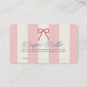 Carte D'accompagnement Red Bow & Pink Stripes Baby Diaper Raffle Ticket (Devant)