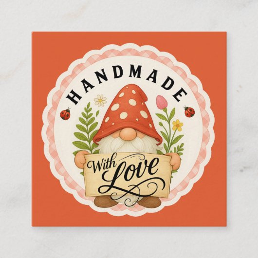 Carte D'accompagnement Red Gnome Handmade With Love Small Business (Devant)