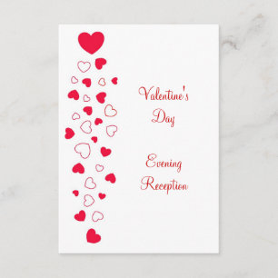Carte D'accompagnement Red Hearts Design Valentines Day Mariage Réception